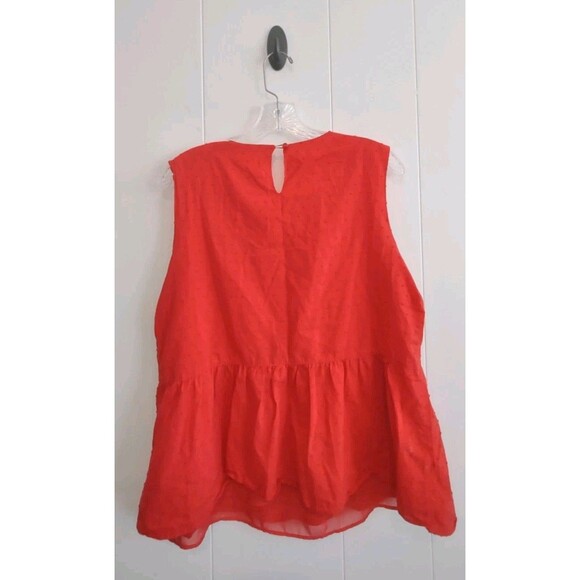 Time & Tru Red Floral Embroidered Peplum Tank Top Size Large - Picture 2 of 7